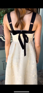 Ivory Midiwith Black Contrast Detail and Gold Shimmer Appliques