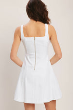 Palmetto Square Neck Mini Dress with Gold Button Detail