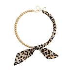 Mala Ball Beaded Scarf Necklace-Leopard