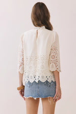 Mabel Floral Eyelet Embroidery Detail Top