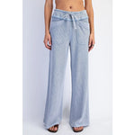 Rae Mode Mineral Washed Honeycomb Oversized Tee & Wide Leg Pants- SET -Powder Blue