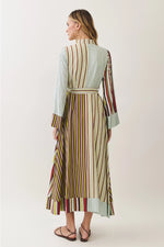 Rylen Mixed Stripe Belted Shirt Maxi Dress