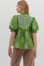 Victoria Green Floral Top