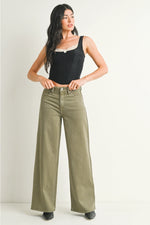 JBD Vintage Olive High Rise Palazzo Wide Leg
