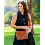 Ariana Crossbody Croc Pattern Saddle by Caroline Hill