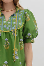 Victoria Green Floral Top