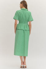 Allison Green Gingham Peplum Waist Midi