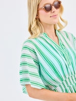 Priscilla Beach Cover Up Midi | Green + White Stripe