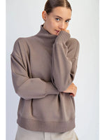 RAE MODE BUTTER SOFT RIBBED MOCK NECK - MOCHA