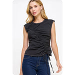 Sable Ruching Detail Sleeveless Top** Black or White