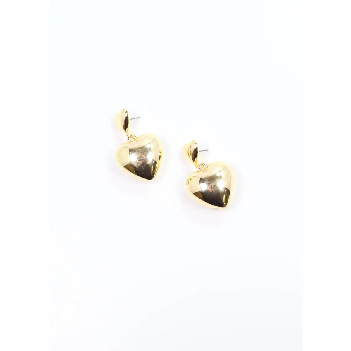 RUSSO PUFF HEART DROP EARRING SHINY GOLD