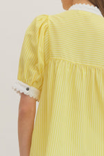 Bianca Yellow Pin Stripe Top with Scallop Trim Detail