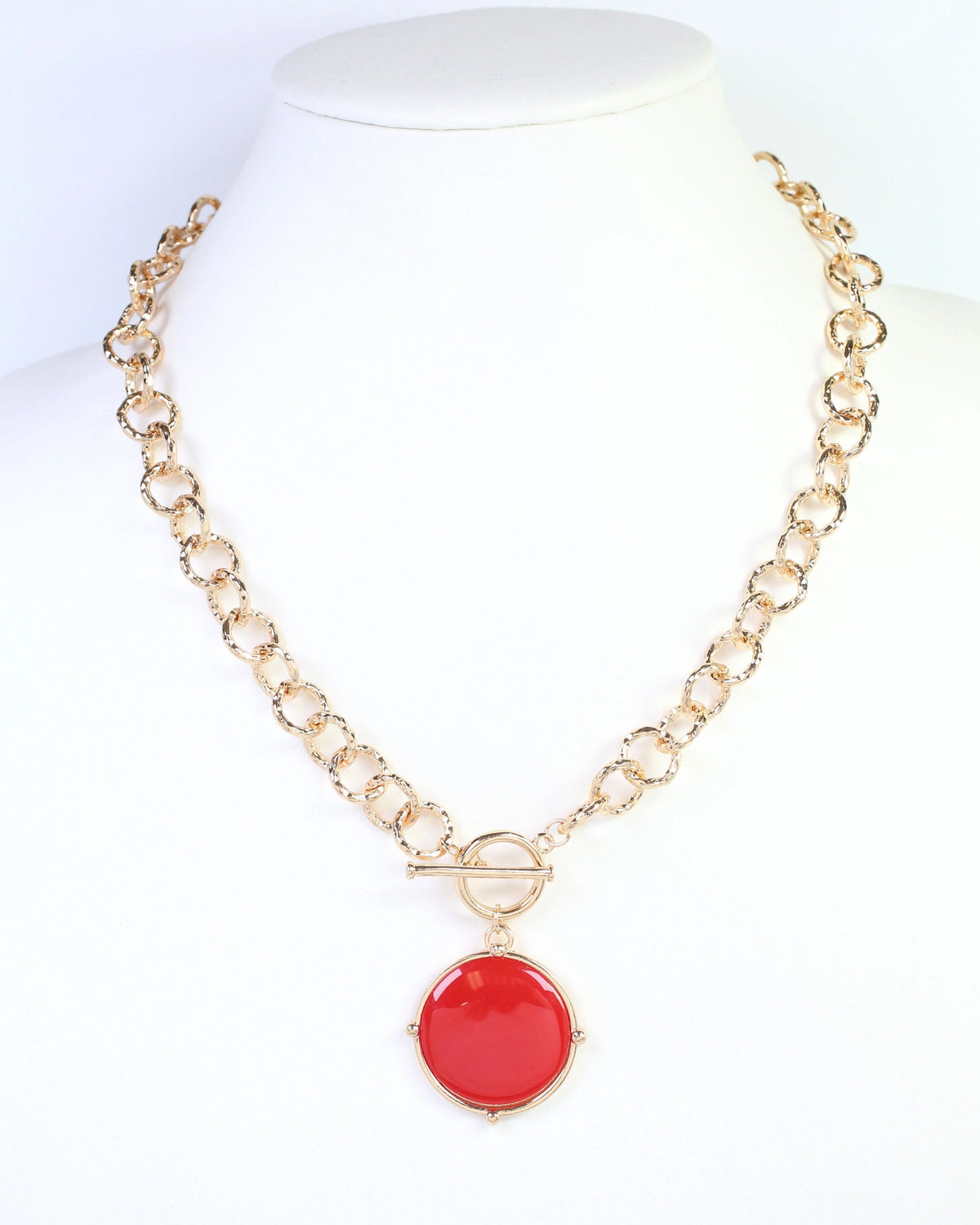 McKinley Pendant Toggle Necklace - Red