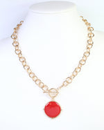 McKinley Pendant Toggle Necklace - Red