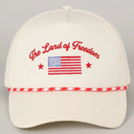 Flag Embroidered Rope Trucker Hat - Red