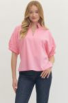 Poppie Pink Collar Pullover Top
