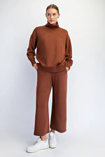 RAE MODE BUTTER SOFT CROPPED WIDE LEG PANT -CHESTNUT