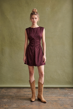 Maroon Polka Dot Satin Mini