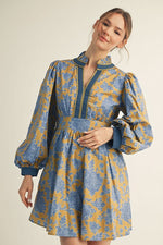 Marigold Ruffle Neck Floral Dress