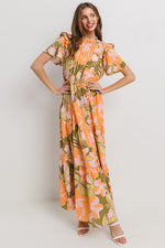 Floral Print Tiered Ruffle Maxi