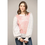 FATE SEQUIN EMBELLISHED PUFF SLEEVE SWEATER