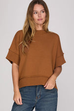 Maya Half Sleeve Sweater Top- Caramel