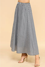 Black Gingham Elastic Waistband Maxi Skirt