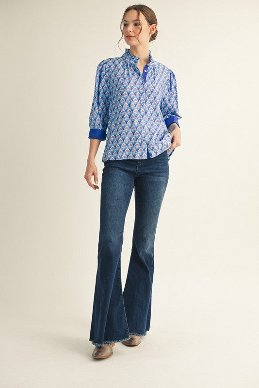 Nila Contrast Accent Boho Floral Top