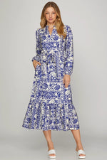 Cobalt Mix Midi Dress