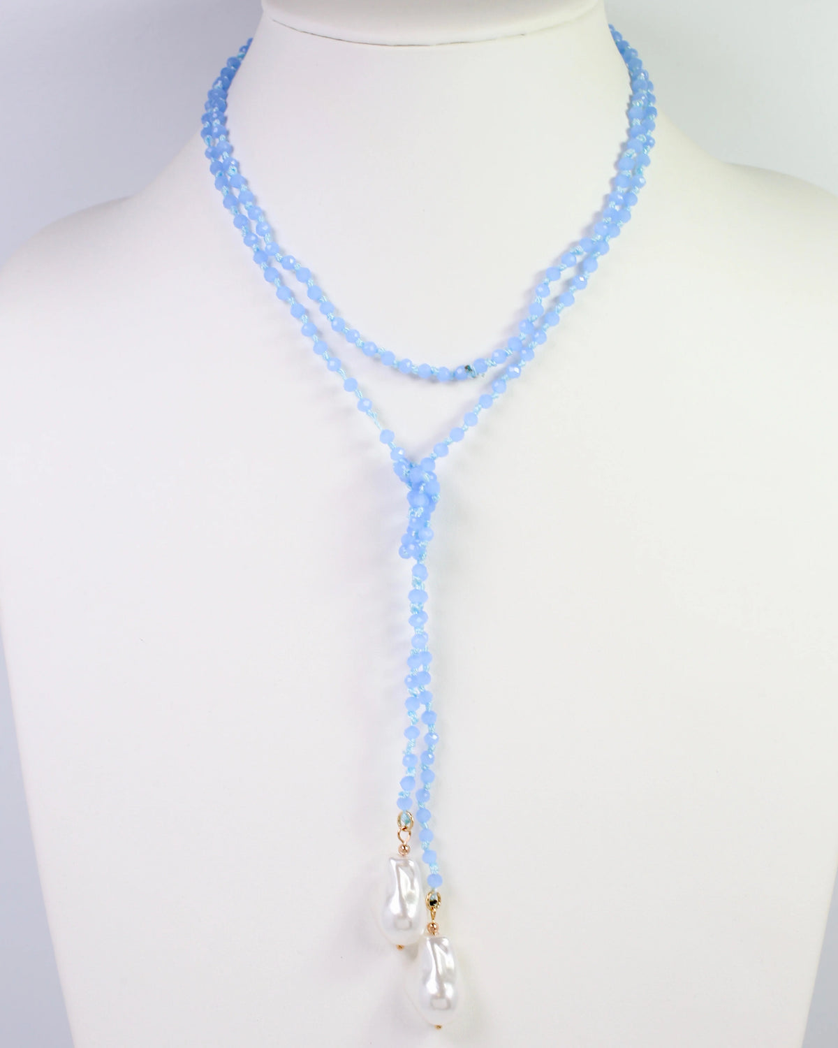 Niagara Falls Baroque Pearl Beaded Necklace- BLUE