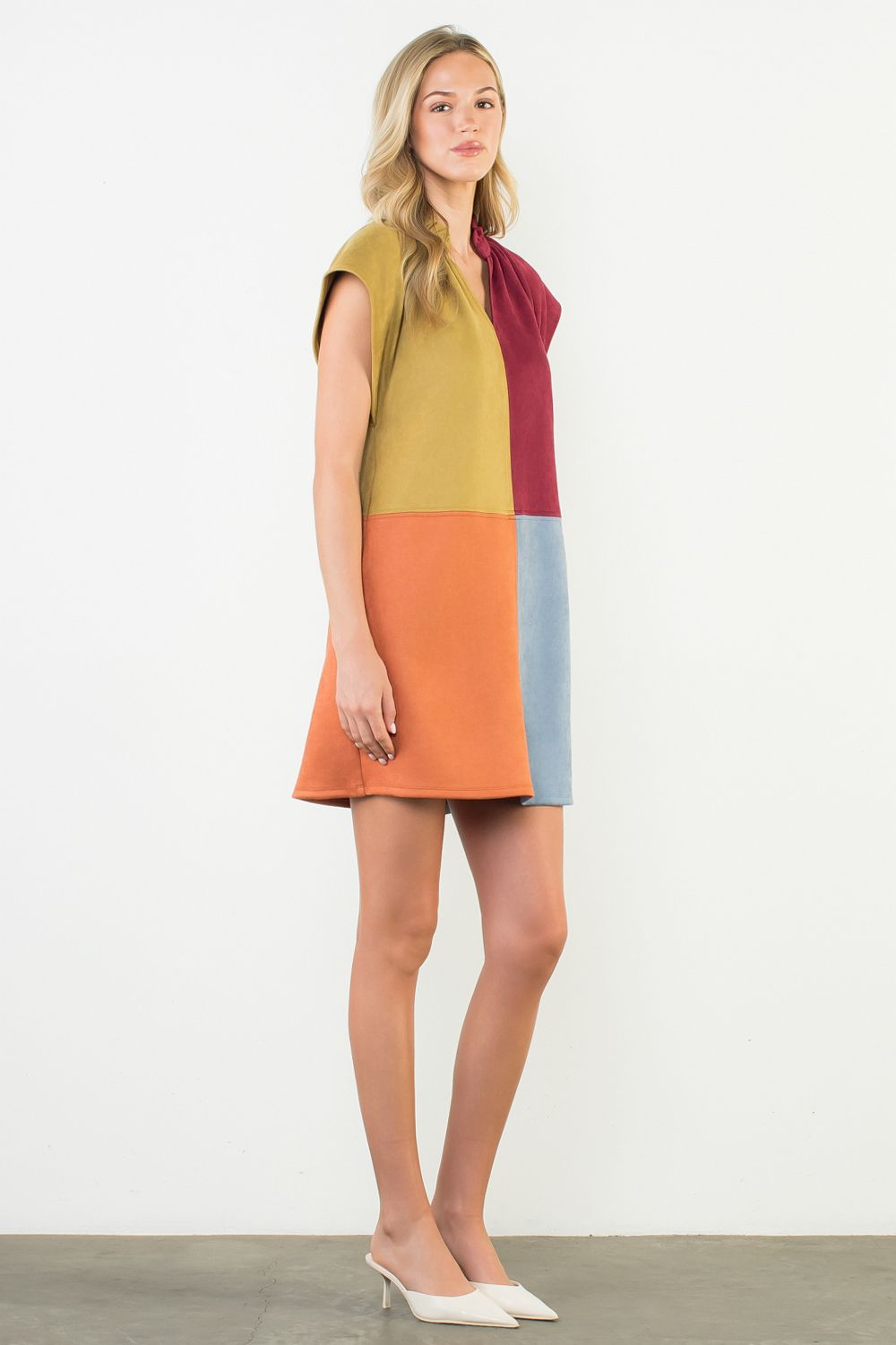 THML Suede Feel Colorblock Mini Dress ( XS-L)