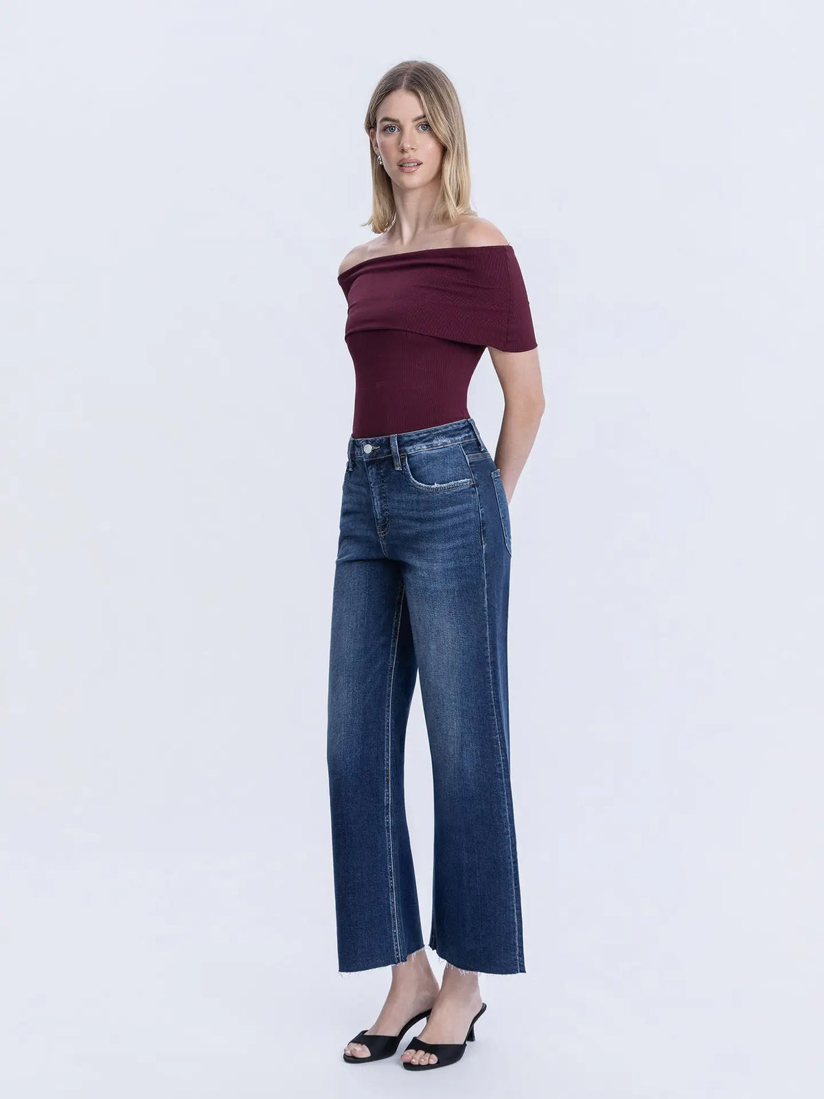 Sadie Tummy Control Super High Rise Wide Leg Jeans by Vervet