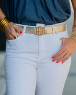 Bridgette Belt- Gold Croc