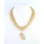Bree Beaded Layered Necklace Football Gold