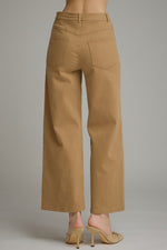 Heidi Gold Button Down Patch Pocket Wide Leg - Light Camel