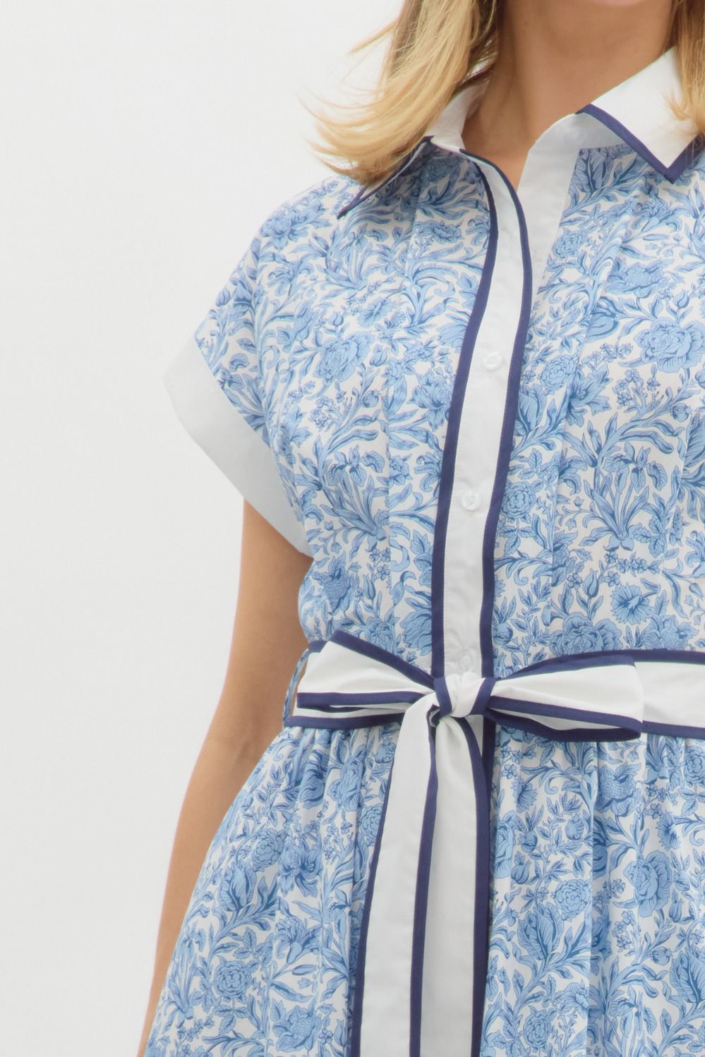 Savannah Floral Midi with Contrast Binding, Tie Waist and Side Pocket