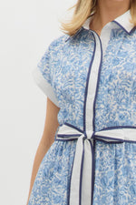Savannah Floral Midi with Contrast Binding, Tie Waist and Side Pocket