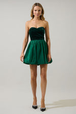 Jasey Mix Media Mini Dress- Emerald