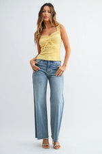 Just USA Long Length Scissor Cut Wide Leg - Medium Denim