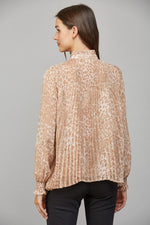BLUSH METALLIC PRINT PLEATED BLOUSE BY FATE