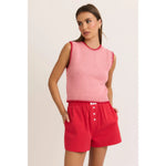 SLEEVELESS CREW NECK STITCHING DETAIL SWEATER Cropped - Runs Small