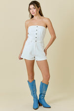 Strapless Denim Romper with Pockets