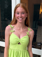 Key West Lime Maxi with Bow Detailed Straps and Cutout Bodice