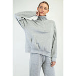 Rae Mode Butter Soft Quarter Zip Funnel Neck Pullover-H. Grey