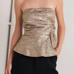 Gold Textured Strapless Top