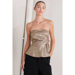 Gold Textured Strapless Top