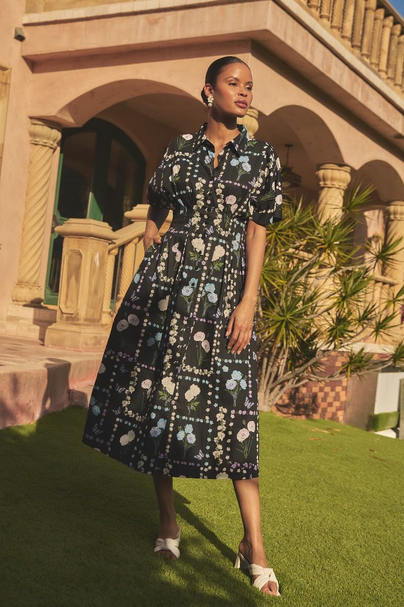 Wilderra Pleated Midi Dress Trevis Floral (XS-XL)