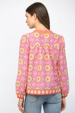 Sally Orange and Pink Patterned Top by FATE
