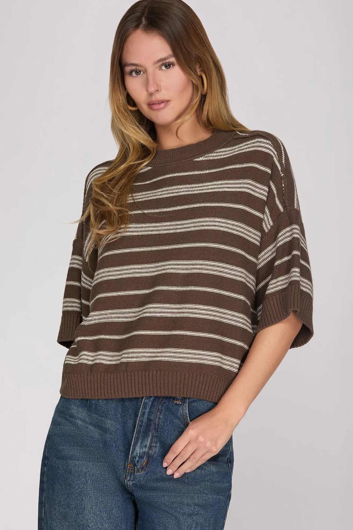Olivia Brown Striped Sweater