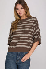 Olivia Brown Striped Sweater